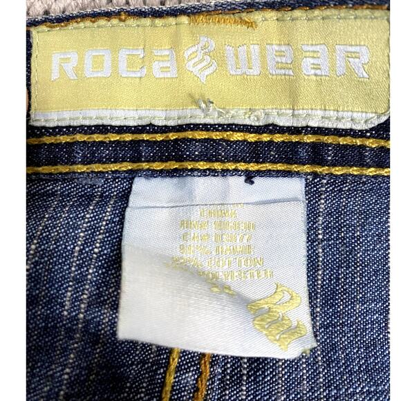 Rocawear Vintage Jeans Men 34X32 Blue Loose Straight Graffiti Graphics Ramie Y2K - Picture 7 of 15